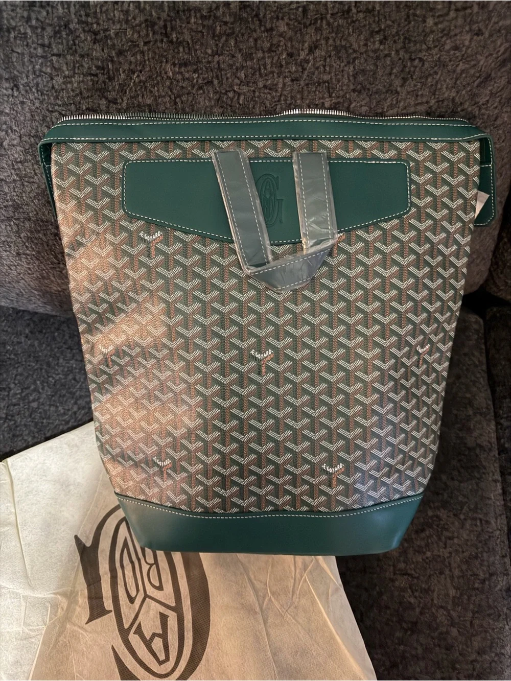 Green Patterned Backpack Tote